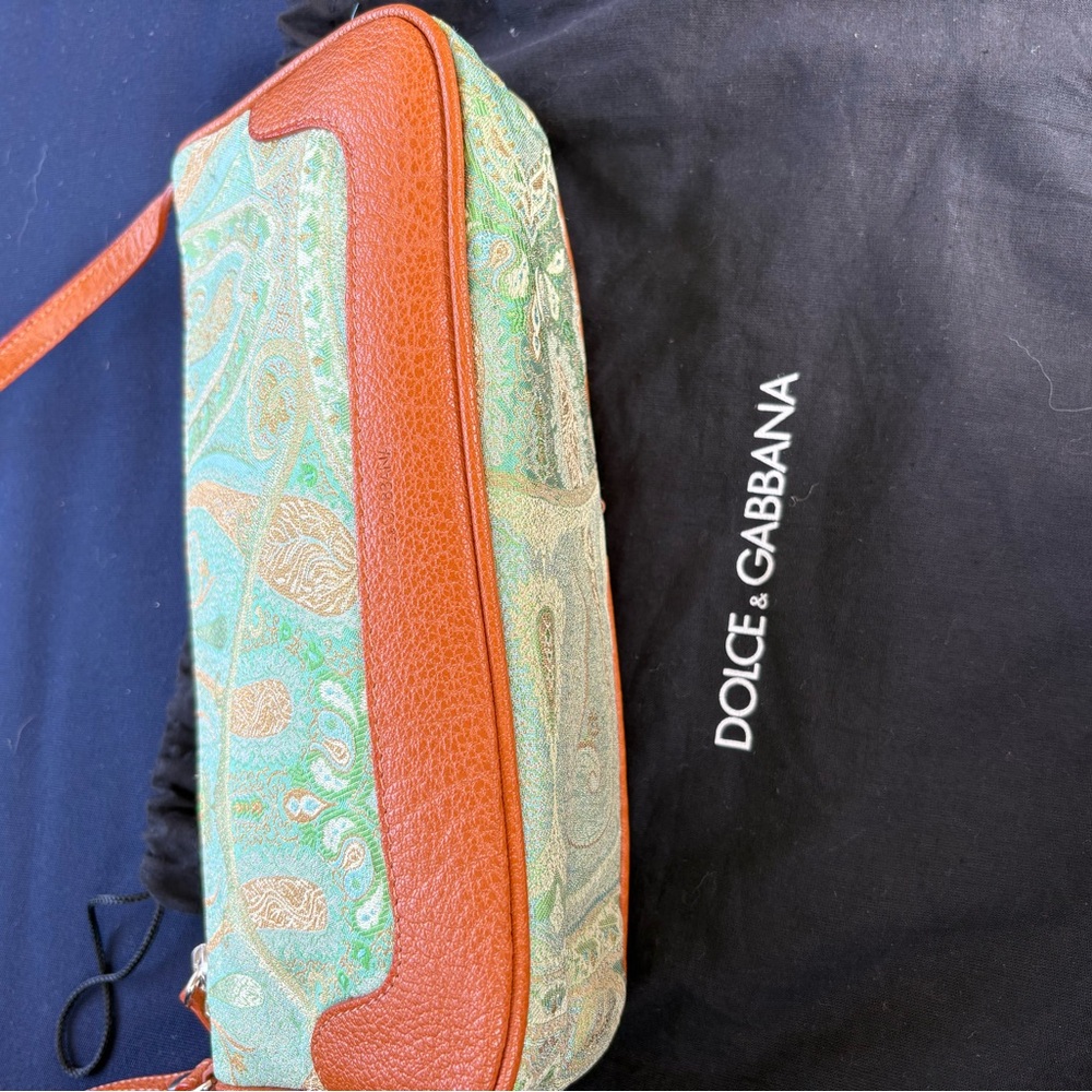 Dolce & Gabbana Vintage Jacquard & Leather Shoulder Bag with Dust Bag - Picture 6 of 8